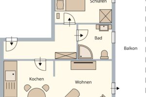 Grundriss Ferienwohnung 3 Apartmenthaus Villa Germania Kühlungsborn