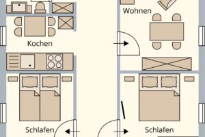 Grundriss Ferienwohnung 5 Apartmenthaus Villa Germania Kühlungsborn